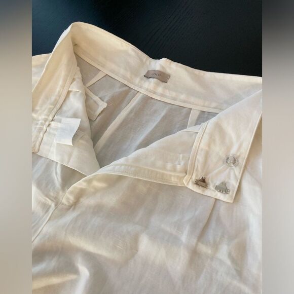 L’Cecci Brazilian White Wide Leg High Rise Linen Palazzo Pant Size 40 - Picture 8 of 10